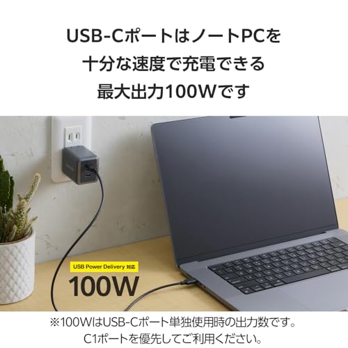 undefined エレコム 充電器 100W 3ポート Type-C USB PD対応 スイング式プラグ採用 ブラック EC-AC113100BK の商品画像 2