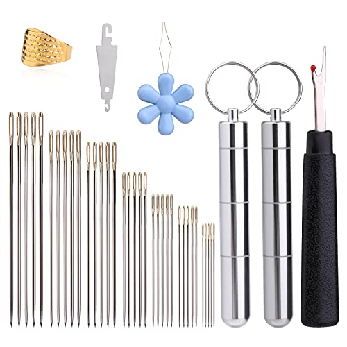 35 Pcs Hand Sewing Needles, Hand Sewing Needles Kit Leather Craft Tools, Sharp Sewing Needles, Sewing Needles For Handsewing Art Crafts, 7 Styles Of Leather Sewing Needles #TOP11