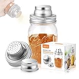AIEVE Mason Jar Shaker Lids for Spices, 2 Pack Shaker Top for Mason Jar, Cinnamon Sugar Shaker, Mason Jar Spice Lid with Silicone Seals for Regular Mouth Mason Jars (Jar Not Included)