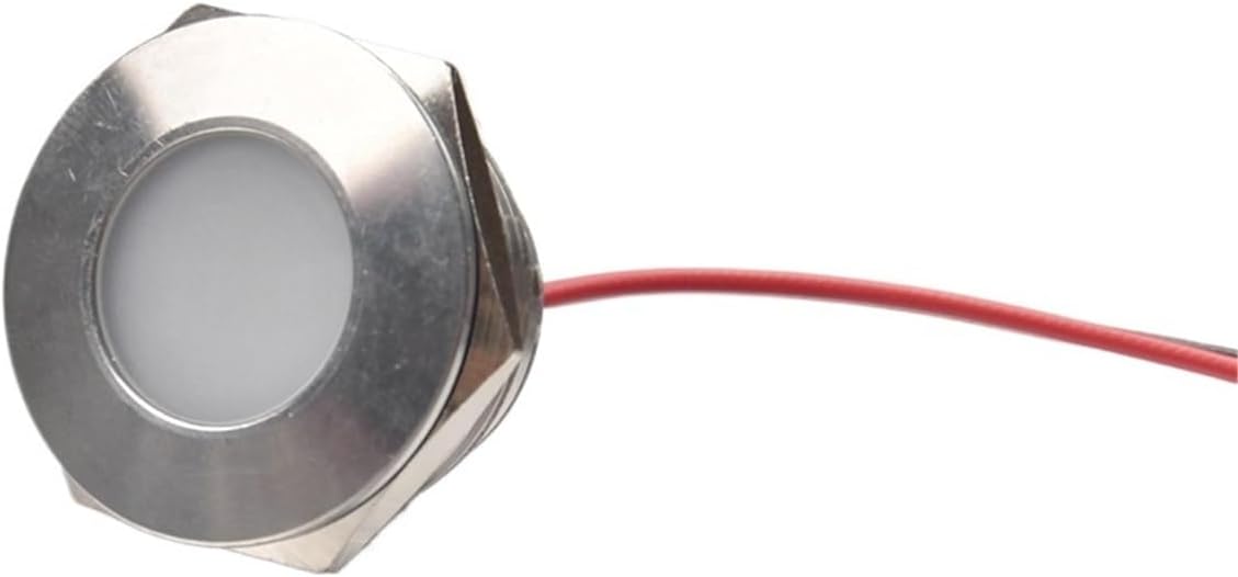 30MM Metal LED Indicator Light High Brightness 3-48V/110V/220V Industrial Signal Pilot IP64 Waterproof with Cable(White LED,110V)