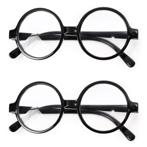 VIGUEUR 2PCS Round Wizard Glasses - Wizard Costume Plastic Glasses For Dress Up