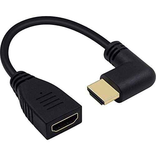 Poyiccot 8K HDMI Extension Cable Short HDMI 90 Degree Left Angle Male to Female HDMI 2.1 Cable Adapter 48Gbps with 8K 60Hz Video and 3D HDR for TV/Xbox /PS4 /PS5 (Left M/F) 0.5feet