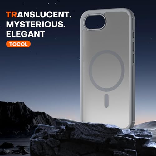 Image of TOCOL for iPhone 17e Case, Compatible with Magsafe, Military Drop Protection, Slim Translucent Matte Shockproof for iPhone 17 e Case 6.1 inch (Grey)
