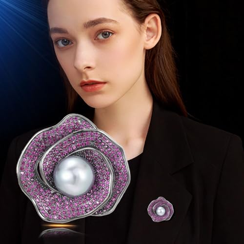 Image of Rhinestone Flower Brooch - Crystal Flower Pin for Women - Valentine's Day & Mother's Day Gift