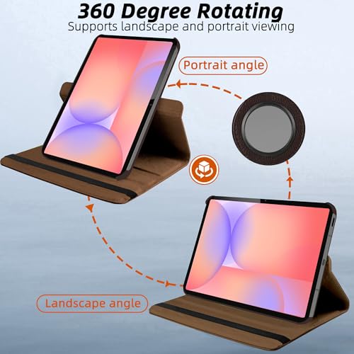 Image of TGK 360 Rotatable Flip Cover for Samsung Galaxy Tab S10 Lite 5G 10.9 inch Case Model SM-X400 /SM-X406B 2025 (Brown)