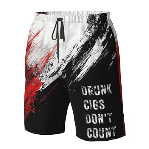 Board Shorts Drunk Cigs Don't Count Funny Gifts Mens Swim Trunks Quick Dry Swim Shorts Beach Short with Pockets4