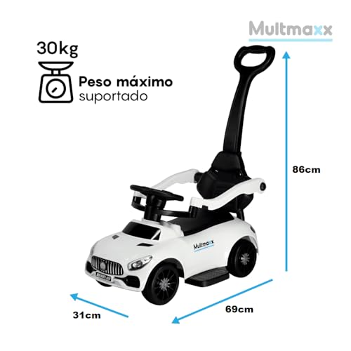 Carrinho de Passeio Quadriciclo Infantil com Empurrador Multmaxx (Branco)