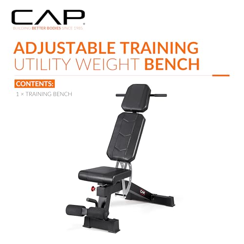 Image of CAP Barbell Adjustable Training Utility Weight Bench | Multi-Position Incline Bench with 6 Backrest Adjustments, Leg Anchor, Wheels & 600 LB Capacity | Home Gym Strength Bench