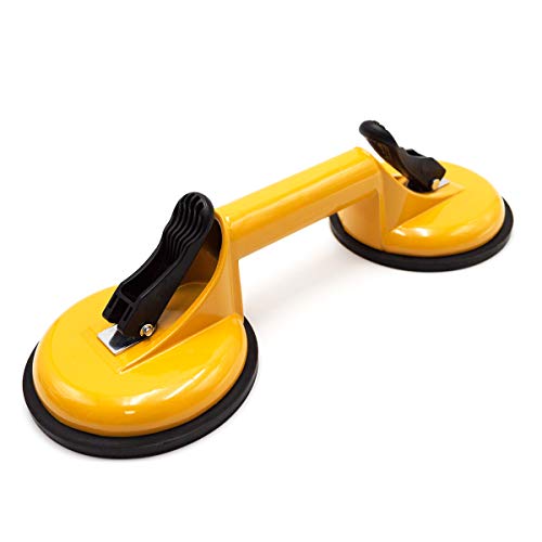 WFPOWER Suction Cups for Glass Lifting Heavy Duty - Double Suction Cup to Lift Glass, Windshields, Tile with Aluminum Vacuum Plate Handle, Yellow