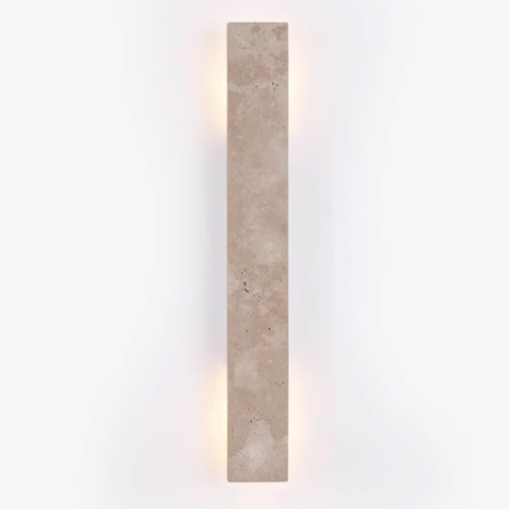 HUAYUSEDF Modern Yellow Travertine Wall Sconce - Minimalist Rectangle Stone Light Fixture for Vintage Indoor Decor in Bedroom & Dining Room