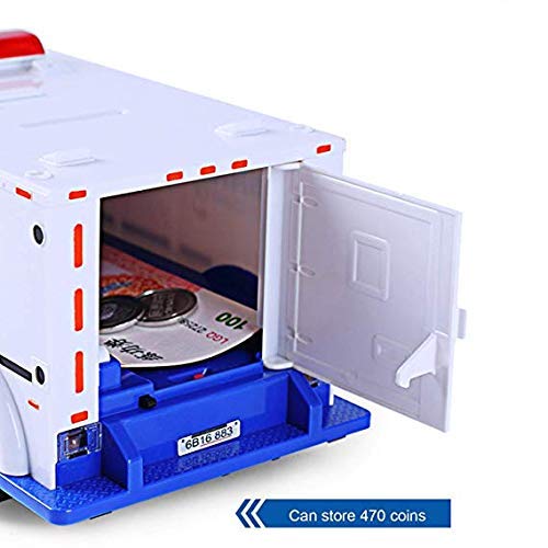 XREXS Electronic Piggy Banks, Cool Armored Car Bank with Password & Music,Best Kids Early Learning Educational Toys for Toddlers,Auto Scroll Cash Coin Bank for Adults ( Batteries Not Included)