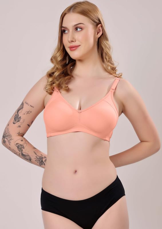 Image of London Hills Regular Bra for Women Everyday Non Padded Wire Free Full Coverage Cotton Blend