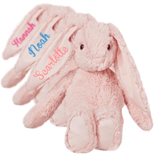 Personalised Teddy Bear Bunny - Customised Bunny Babies Newborn Gift New Baby Shower Present Birthday Gifts For Girls Keepsake Rabbit Christening Easter Soft Toy for Daughter Cuddly Toy - Pink