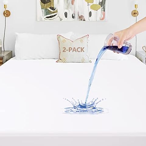 SINSAY 2 Pack Twin Size 100% Waterproof Mattress Protector, Premium Breathable Mattress Cover Stretches up to 14 Inches, Hypoallergenic Vinyl Free Bed Cover Cover