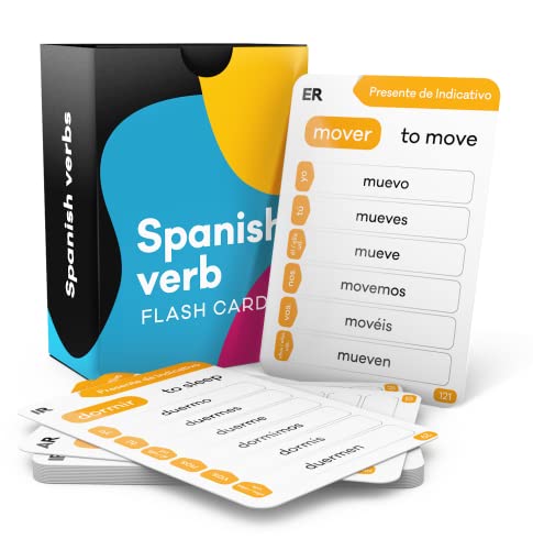 Briston 200 Spanish Verb Conjugation Flash Cards (Double Sided & Glossy Laminated Cards)