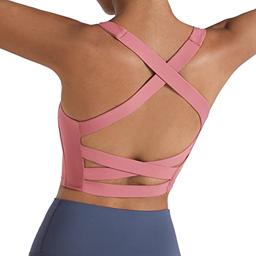 Image of romansong Strappy Yoga Sports Bras for Women Padded Criss-Cross Back Tank Tops