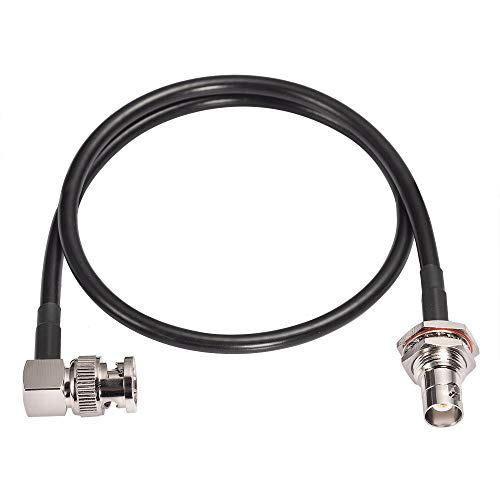 Adaptador BNC hembra a macho ángulo recto cable RG58 50cm miniatura 3