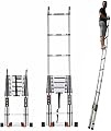 MEWVABKW Attic Access/Roof Top Tent Telescoping Ladder with Removable Swivel HooksAluminum Folding Telescopic Extension Ladder Tallest 5m 6.2m 7m 8m, Load 300lbs Chaser of Light