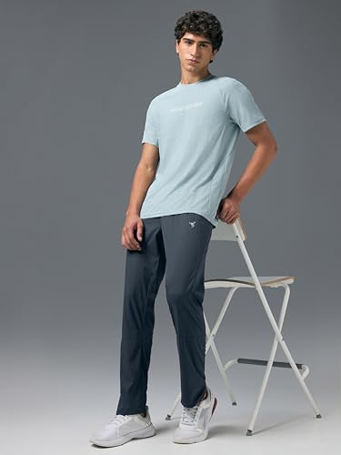 Image of TECHNOSPORT Men's Solid Slim Fit Sports Track Pants with TS LYTRA | Quick-Dry, Moisture-Wicking, UPF 50+ & Odour-Resistant Activewear for Gym, Running & Training