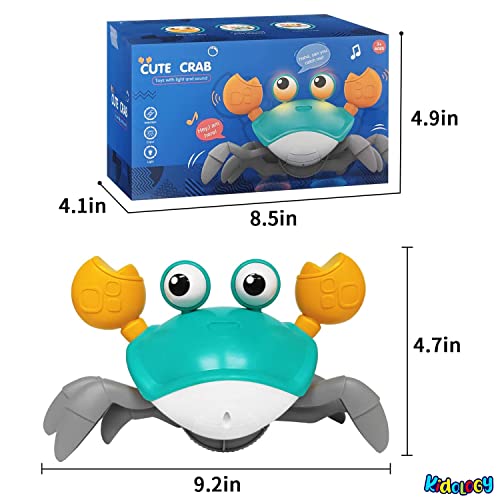 Image of Kidology Crawling Crab Infant Tummy Time Toys for Kids | Kids Electronic Musical Light Up Toy with Automatically Avoid Obstacles Build in Rechargeable Battery, Blue