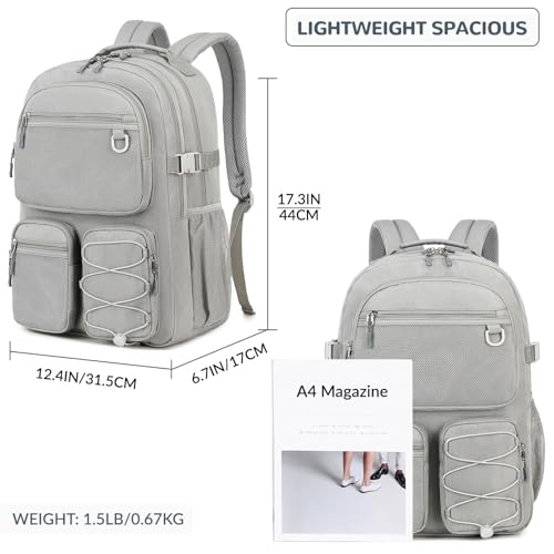 Image of Lohol Water Resistant Daypack with Mulitiple Pockets for School Travel Outdoor College, 15.6 inch Laptop Backpack for Men and Women (Grey)