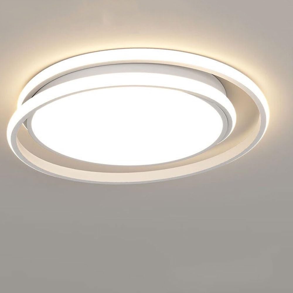 White Warm and Romantic LED Ceiling Light Postmodern Minimalist Ring Ceiling Lamp Simple Modern Bedroom Study Living Room Dining Room Decorative Art Flush Mount Ceiling Light Fixture ( Color : Three-c