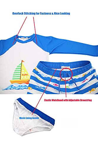 weVSwe Toddler Boys UPF 50+ 2PC Rash Guard Set Swim Trunks Long Sleeve Swimsuits3