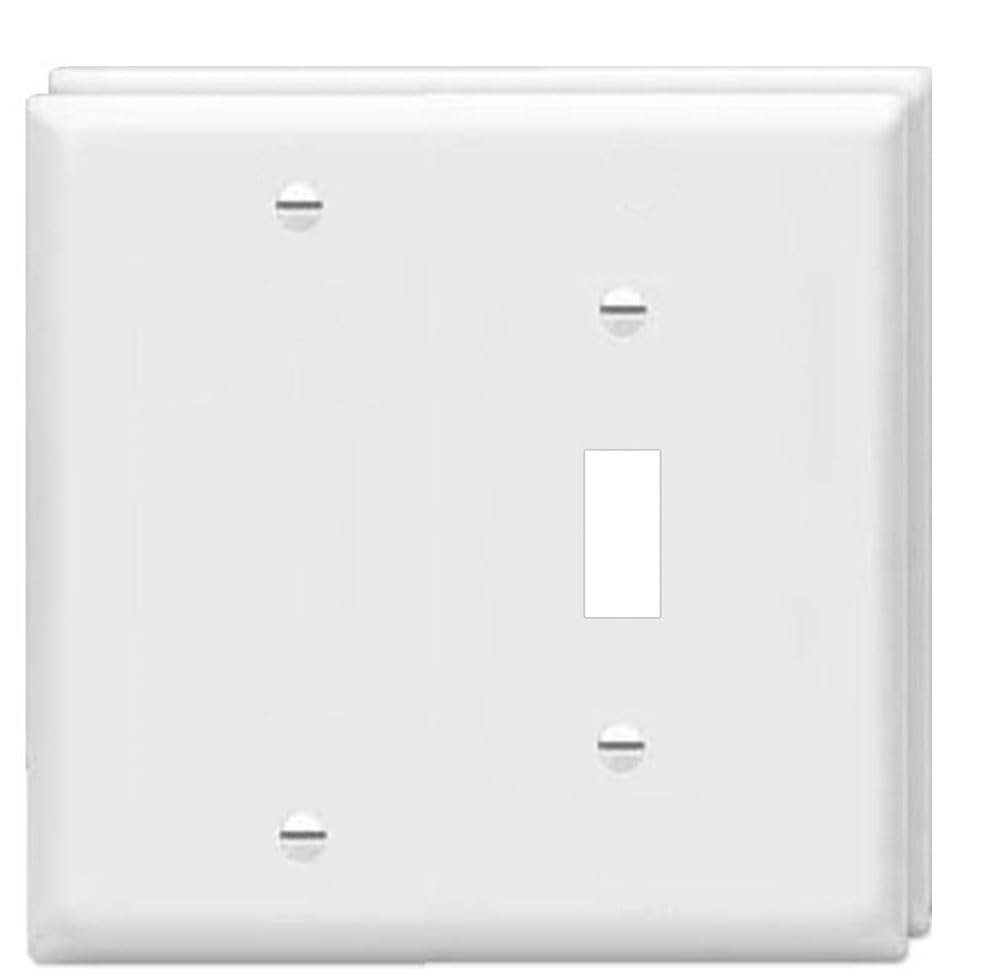 ZEFTV Toggle Switch/Blank Wall Plates 2-Gang Switch Outlet Electrical Cover Plate Unbreakable Thermoplastic Faceplate for Light Receptacle Outlet Switch, White (2 Pack)