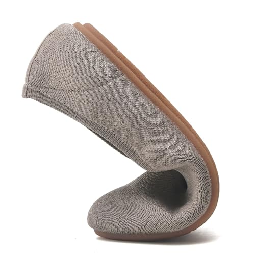 Image of Puxowe Women's Ballet Flats Breathable Knit Slip On Comfortable Round Toe Walking Shoes with Arch Support Insole for Work