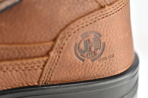 J H Men's Waterproof Steel Toe Work Boots – Anti-Slip TPU Sole, 4-Layer Waterproof, Top-Grain Leather, Memory Foam Insoles…4