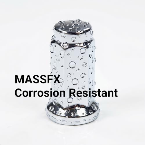 Image of MASSFX 16-Pack Durable Chrome 14mm Hex Lug Nuts, 32mm Length, & 10x1.25 Thread - Heavy Duty Replacement Lug Nuts for Golf Cart Wheels, Fits Most EZGO, Club Car & Yamaha Golf Cart Wheels