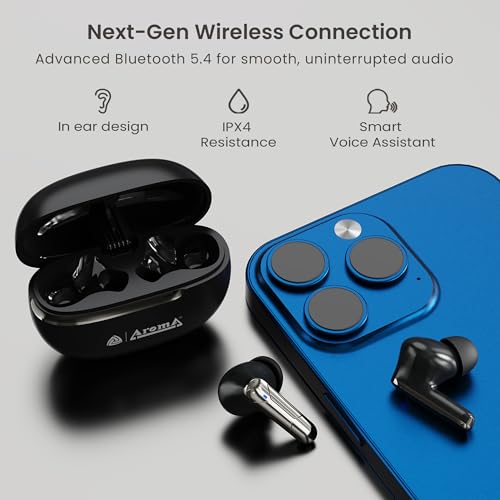 Image of AROMA TWS7 Star V5.4 Upto 60Hr Playtime*, ENC, Dual Paring, Fast Charging, Heavy Bass Bluetooth