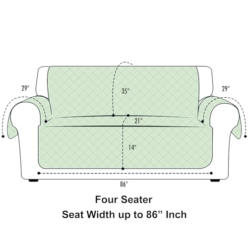 Image of DREAM KING 3 Layers Reversible Sofa Cover Polyester 4 Seater Quilted Sofa Cover with Side Pockets Navy Blue & Grey