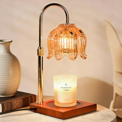 SPNOR Flower Candle Warmer Lamp with Timer & Dimmer Adjustable Height Candle Warmer Gifts for Birthday House Warming New Home Bedroom Decor Wax Warmer with 2 Bulbs for Jar Candles