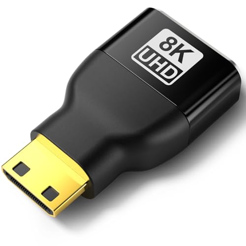 JHAOUS Mini HDMI to HDMI Adapter, 8K@60Hz 4K@144Hz Gold-Plated Converter, Female to Mini HDMI Male Adapter for DSLR Camera, Laptop, Tablet, HDTV, Raspberry P, Monitor, Projector - High Speed & Durable