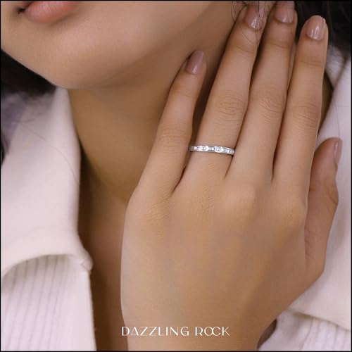 0.1tw 14K Solid Gold Baguette Cut White Diamond Womens Anniversary Wedding Band Stackable Ring2