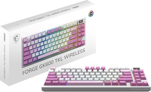 Image of msi Forge GK600 TKL W Violet US - Mechanical Linear SWITCHES - Dye-Sublimated PBT Keycaps, Anti-Slip Base, RGB LED, USB 2.0, Bluetooth, 2.4 GHz - Tenkeyless