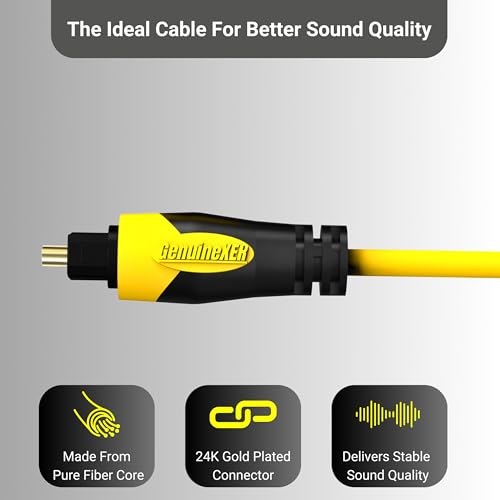 GenuineXER Digital Optical Audio Toslink Cable 5 Meter Gold Plated, Ultra Slim, Support Dolby Digital Plus With 8 Channel 7.1 & 5.1, Compatible... - Image 2