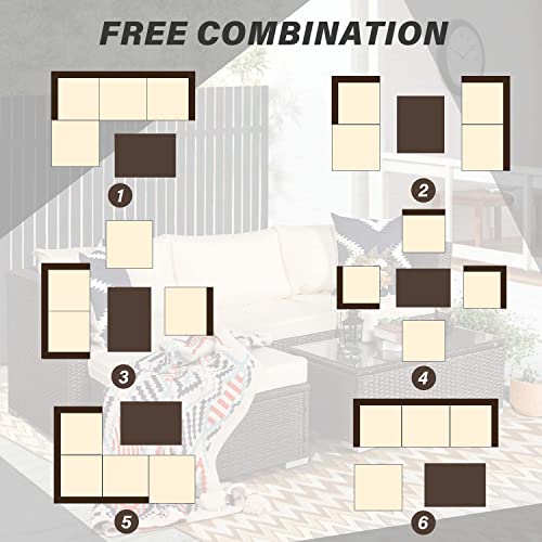 Paolfox 5 Piece Patio Furniture Sets,Patio Conversation Sets,Wicker Patio Furniture,Rattan Outdoor Furniture,Patio Sofa,Deck Furniture Blue #TOP5
