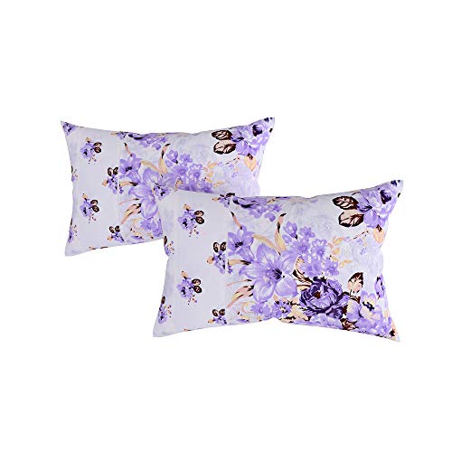 Image of Swayam Pure Cotton Double Bedsheet with 2 Pillow Covers | Size 90 x 100 inch | 160 TC | Floral Design | Soft Breathable Bed Sheet | Comfortable & Durable for Bedroom - Purple