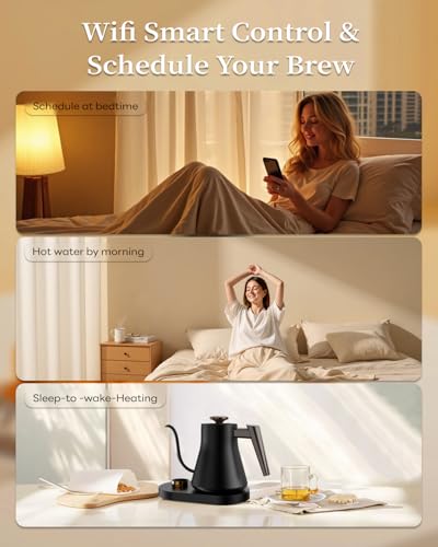 Image of Smart Electric Gooseneck Kettle, Pro Pour-Over Coffee & Tea Kettle, WiFi Remote Control,±1℉ Temp Control, 7 Presets, Hot Water Heater, Quick Boiling, 100% Stainless Steel Inner Lid(Blue)
