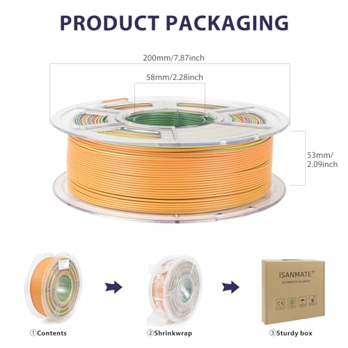 Image of iSANMATE PLA+ Filament 1.75 mm Rainbow Filament, 3D Printer Filament Rainbow PLA, Color Change Filament Dimensional Accuracy + /- 0.03 mm, 1KG Spool [Color Speed Upgrade]