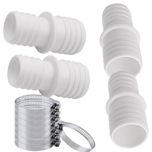 IXOKEV 4 PCS Schlauchverbinder 32mm auf 38mm Ø Set + 8 PCS Schlauchschellen Pool Schlauchadapter Pool Schlauchverbinder Poolschlauch Verbinder 32mm Doppelschlauchtülle Set für den Pool