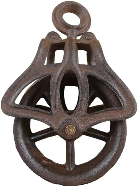 Midwest Craft House Decorative Cast Iron Pulley Wheel Industrial Cable Pull Rustic Farmhouse Barn Decor Cable Wheel