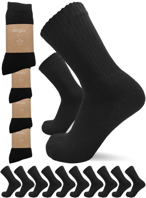sogzz Tennissocken | bis 20 Paar | Größen 35-50 | Herren Damen Sportsocken, Arbeitssocken, Tennis Sport Freizeit Arbeit Socken Unisex, Schwarz Weiß Grau Modell: Sport Basic