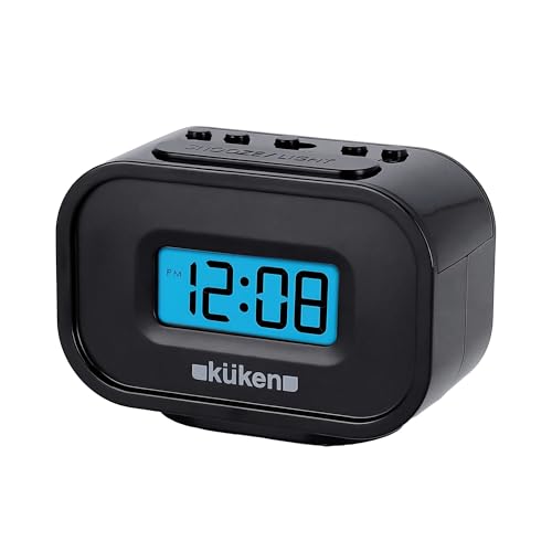 KUKEN Reloj Despertador Digital, Color Negro, Función Alarma, Reloj Digital Sobremesa, Despertador Infantil, Pantalla LCD Retroiluminada, Luz Nocturna, Función Snooze 5 Minutos