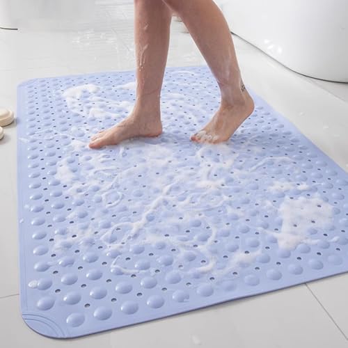Tappetino da doccia antiscivolo per vasca da bagno a ventosa tappetino da bagno antiscivolo tappetino da doccia per anziani tappetino di sicurezza per bagno blu 48 x 78 cm comodo facile da pulire
