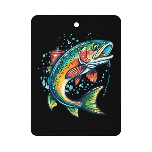 Rainbow Trout Print Car Air Freshener Hanging Aromatherapy Tablets for Car Accessories Square