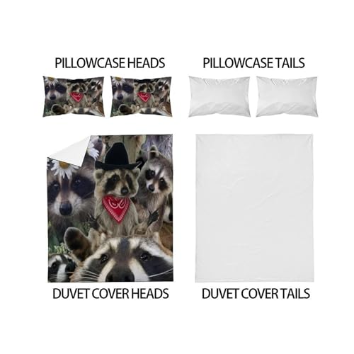 Housse de couette raton laveur imprimé 3D en microfibre premium de 220x240 - 4