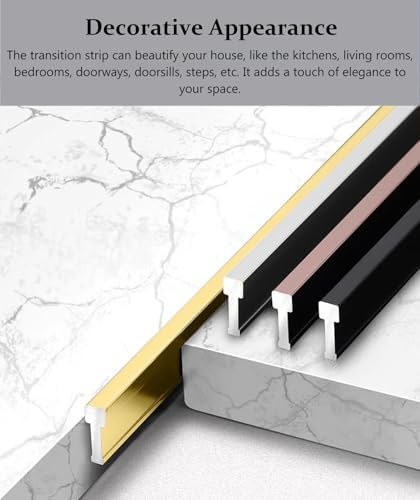 Extra Narrow T Molding Transition Strips, 2 Pcs 1/8" Waterproof Metal Edging Trim for Laminate Flooring Doorways - Flat Threshold Cover (Rose Gold)